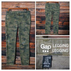 GAP Camo Jeans 10 30 Legging Skimmer Ankle Distressed Raw Hem Camouflage Denim
